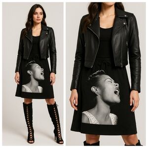 NWOT Billie Holiday Singing Skirt Black Size Large